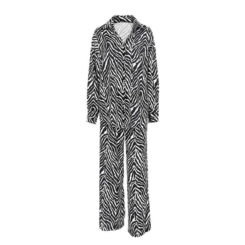 Women's Fashion Loose Striped Printed Homewear - Chic Angle