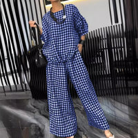Women's Elastic Drawstring Wide-leg Pants Suit - Chic Angle
