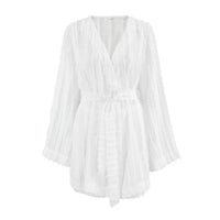 Fashion Feather Long Sleeve Nightgown Shorts Two-piece Set Ladies - Chic Angle