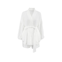 Bubble Wrinkle Cotton Women's Long-sleeved Nightgown Shorts Two-piece Set - Chic Angle