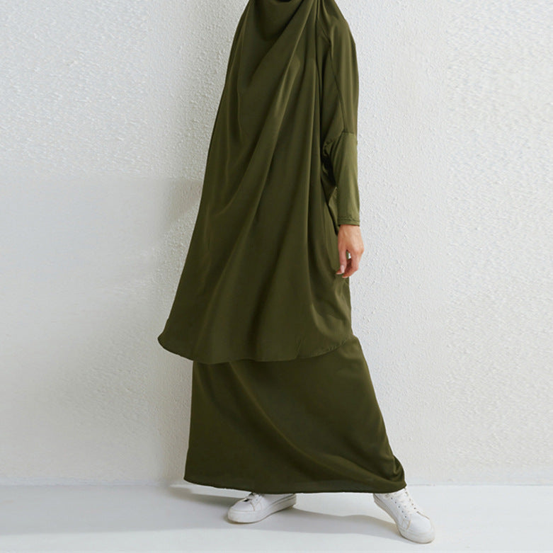 Muslim Fashion Plus Size Two-piece Suit Arabic Djellaba Solid Color - Chic Angle