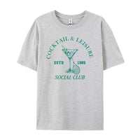 Cocktail Leisure Retro Graphic Tees Women Vintage Tennis Spo - Chic Angle