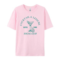 Cocktail Leisure Retro Graphic Tees Women Vintage Tennis Spo - Chic Angle