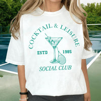 Cocktail Leisure Retro Graphic Tees Women Vintage Tennis Spo - Chic Angle