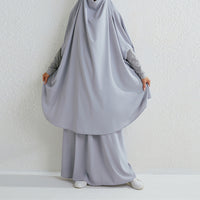 Muslim Fashion Plus Size Two-piece Suit Arabic Djellaba Solid Color - Chic Angle
