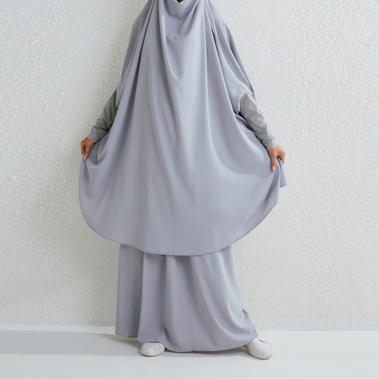 Muslim Fashion Plus Size Two-piece Suit Arabic Djellaba Solid Color - Chic Angle