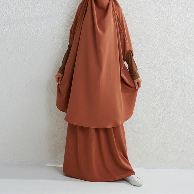 Muslim Fashion Plus Size Two-piece Suit Arabic Djellaba Solid Color - Chic Angle