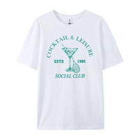 Cocktail Leisure Retro Graphic Tees Women Vintage Tennis Spo - Chic Angle