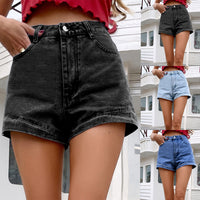 Women's High Waist Slimming And Tight Straight Denim Shorts - Chic Angle