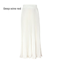 Satin Metallic Organ Pleated Skirt