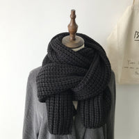 All-match Winter Thickened Warm Solid Color Thick Knit Woolen Scarf Women