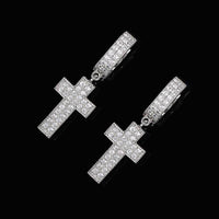 New Double Row Hip Hop Stud Earrings Micro Inlaid Zircon