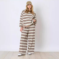 Striped Long-sleeved Trousers Casual Loose Two-piece Suit