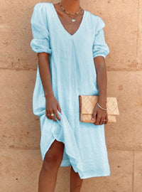 Solid Color Long Casual Midi Dress