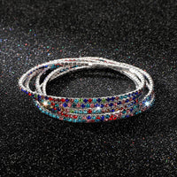 Diamond-embedded Stretch Bracelet 2mm Single Row Color