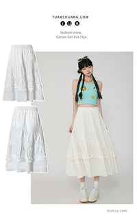 Vintage Cake A- Line Skirt Draping Casual Long Skirt