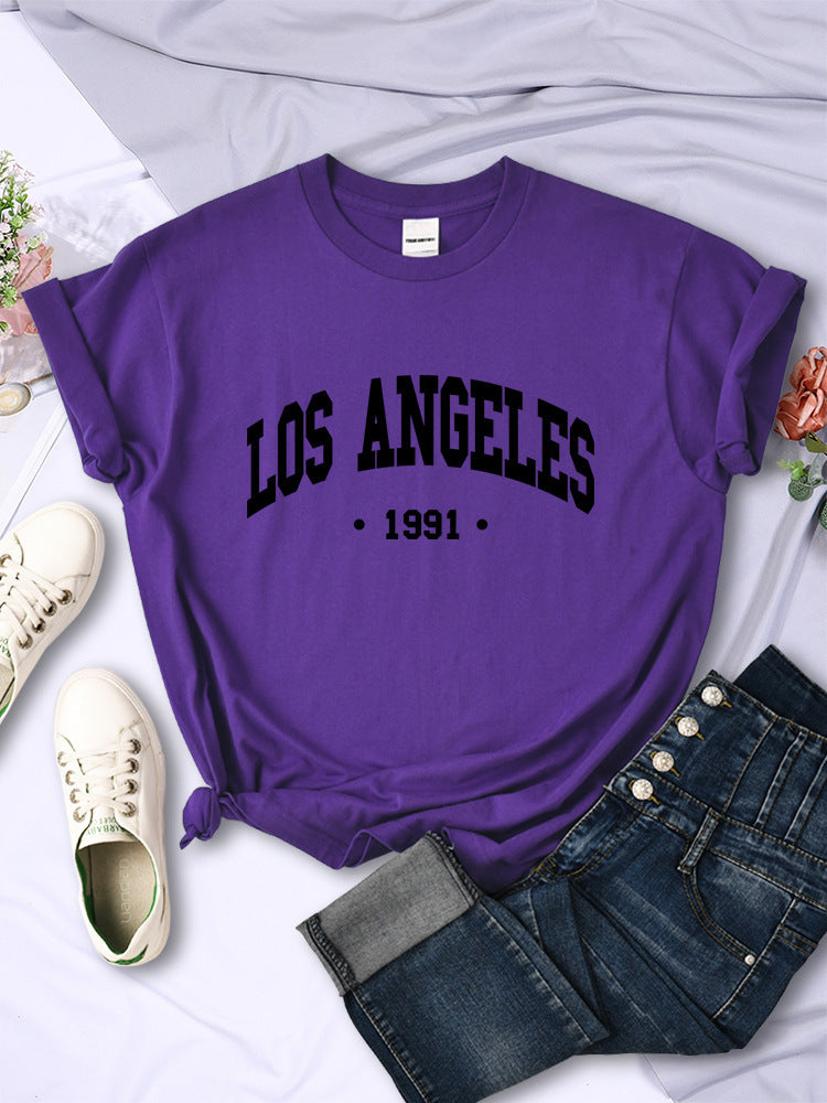 Women's City Letter Printed T-shirt In 1991 - Chic Angle