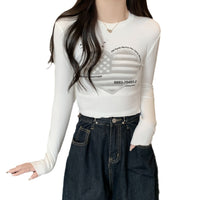 Dralon Warm Printing Long Sleeve Women's Spring And Summer Inner Wear - Chic Angle