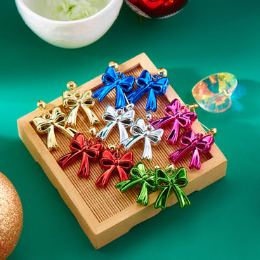 Color Bow Stud Earrings Fashion Multicolor