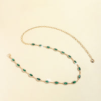 Women's Waist Chain High Touch Crystal Emerald Set Fine Metal Chain Everything Dress Elegant Jewelry Accessories