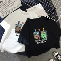 Personalized Milk Tea Printing Couple T-shirt - Chic Angle