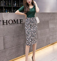 High Waist Floral Hip Skirt Midi Printed One-step