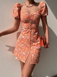 V-neck Breasted Short Skirt For Women