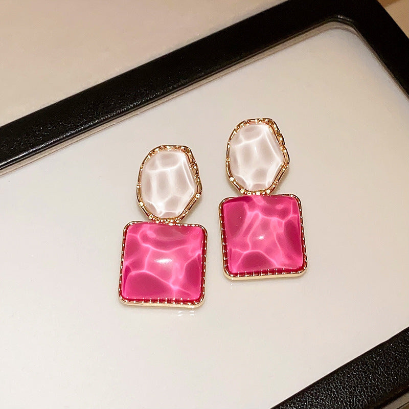 Silver Needle Irregular Square Earrings Fashion Earrings
