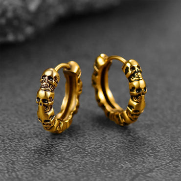 American Earrings Skull Vintage Texture Earrings