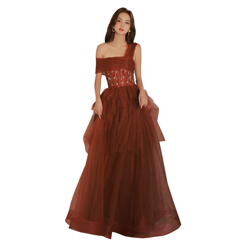 Temperament One Shoulder Bridal Cocktail