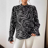 Women's Water Ripple Printed Long-sleeved Top - Chic Angle