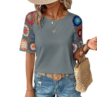 Casual All-match Crocheted Short-sleeved Top - Chic Angle