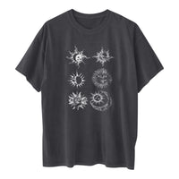 Printed Round Neck Short Sleeve Sun Moon Sun Moon Printed Top Women's T-shirt