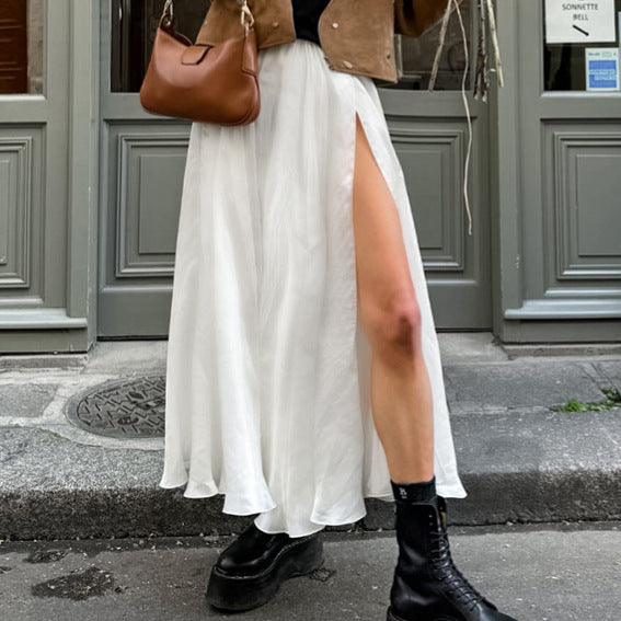 High Waist Slit Skirt Fashion Lady