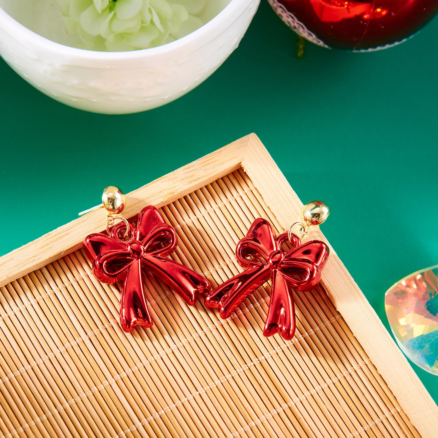 Color Bow Stud Earrings Fashion Multicolor