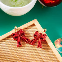 Color Bow Stud Earrings Fashion Multicolor
