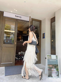 Women's Patchwork Fringed Seaside Vacation Dress