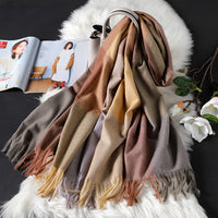 Autumn Winter New Women British Cashmere Checked Scarf Female 200x70 Double Side Warm Plaid Tassel Shawl Scarf