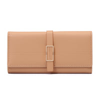 Long Metal Buckle Simple Tri-fold Clutch