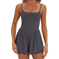 Women's Sleeveless Spaghetti Strap Double Lining Shorts Jumpsuit