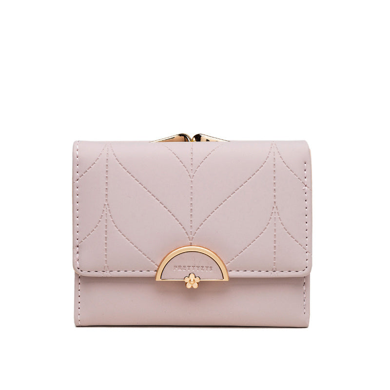 Women's Short Printed Three-fold Iron Clip Multifunctional Purse