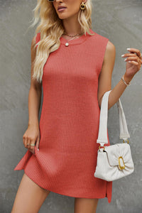 Women's Fashion Solid Color Round Neck Knitted Dress