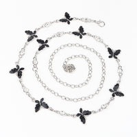 Waist Chain Female Korean Version Butterfly Drop Glue Diamond Personality Chain Hollow Rose Pendant Collocation Dress All Match