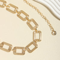 Sexy Women's Waist Chain Metal Cutout Simple Texture Square Buckle Body Chain
