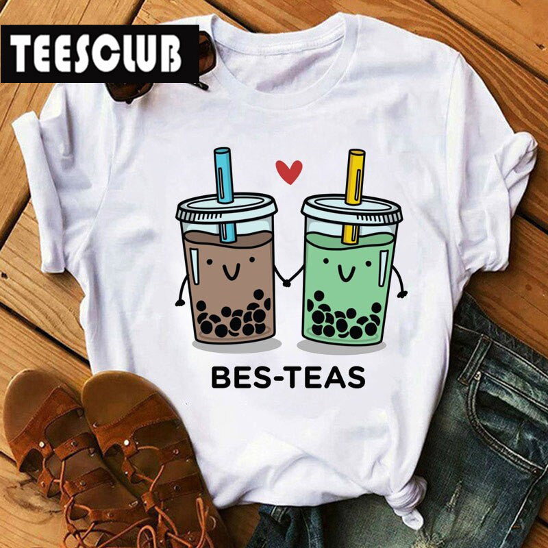 Personalized Milk Tea Printing Couple T-shirt - Chic Angle