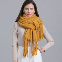 European And American Plus Long Scarf Winter Cashmere Warm All-matching Solid Color Scarf Men And Women Fashion Tassel Scarf New