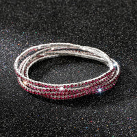 Diamond-embedded Stretch Bracelet 2mm Single Row Color