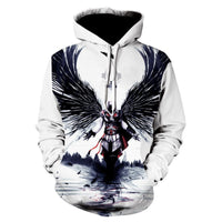 Women's 3D Digital Printing L Hooded Pocket Pullover Sweater