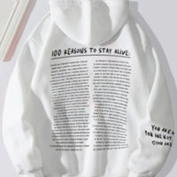 Large Size Fleece-lined Casual Letter Thread Drop-shoulder Sleeve Hooded Sweater