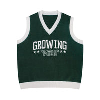 Jacquard Letter V-neck Knitted Sweater Vest